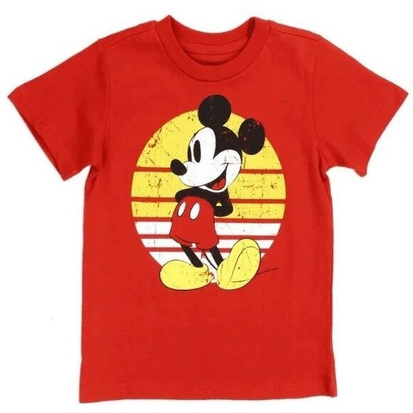 Disney Okie Dokie Boys T-Shirt Mickey Red Toddler Distressed Short Sleeve 2T - Picture 1 of 6